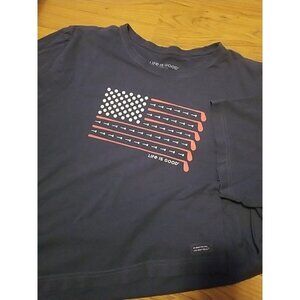 Life Is Good Mens 2XL Golf USA Flag Crusher Lite T Shirt Blue